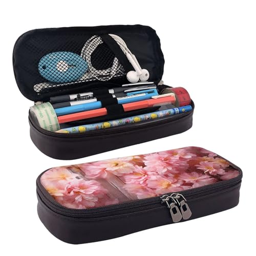 MMSJSBVY Kleine Goldfische schwimmen im Wasser Federmäppchen – großes Fassungsvermögen, langlebiges Federmäppchen, Schreibwaren-Organizer, Schul- und Bürobedarf, Rosa Blumenholz, Einheitsgröße, von MMSJSBVY