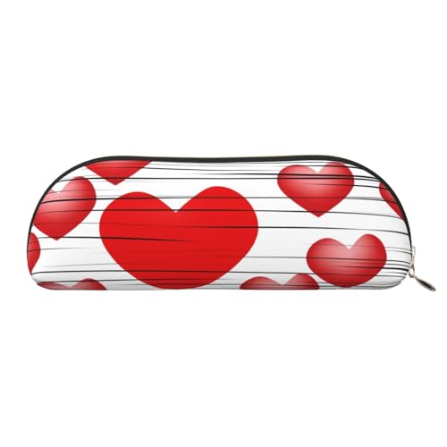 MMSJSBVY Lonely Bench Federmäppchen aus Leder, Motiv: Sonnenuntergang, halbrunder Organizer mit Reißverschluss für Stifte, Kosmetik und Reisen, Herz im Lippenstift gezeichnet, Einheitsgröße, von MMSJSBVY