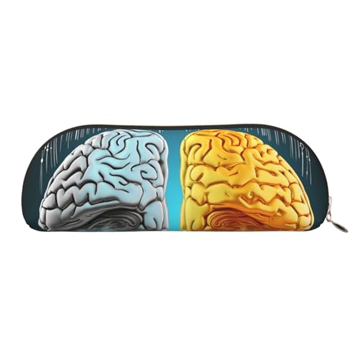 MMSJSBVY Lonely Bench Federmäppchen aus Leder, Motiv: Sonnenuntergang, halbrunder Organizer mit Reißverschluss für Stifte, Kosmetik und Reisen, Linke und rechte Gehirn-Funktionen., Einheitsgröße, von MMSJSBVY