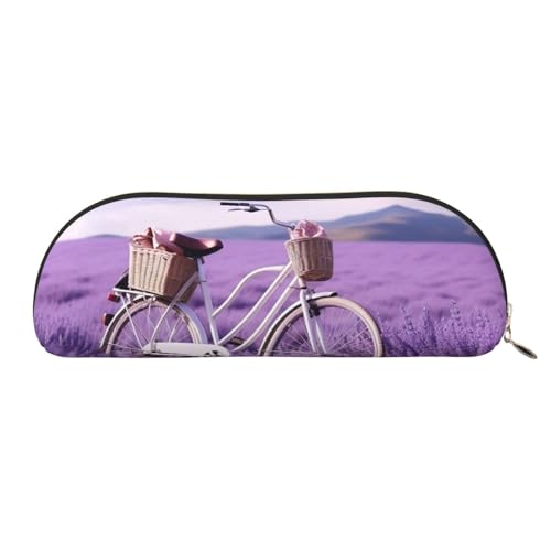 MMSJSBVY Lying Tiger Federmäppchen aus Leder – halbrunder Organizer mit Reißverschluss für Stifte, Kosmetik und Reisen, Lavender Field Bike, Einheitsgröße, Schulranzen MMSJSBVY Lying Tiger Federmäppchen aus Leder – halbrunder Organizer mit Reißverschluss für Stifte, Kosmetik und Reisen, Lavender Field Bike, Einheitsgröße, Schulranzen von MMSJSBVY
