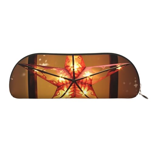 MMSJSBVY Miami Federmäppchen aus Leder – halbrunder Organizer mit Reißverschluss für Stifte, Kosmetik und Reisen, Frohe Weihnachten Stern, Einheitsgröße, Schulranzen von MMSJSBVY