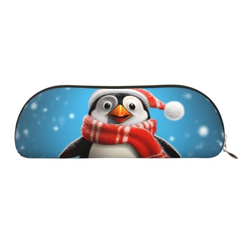 MMSJSBVY Miami Federmäppchen aus Leder – halbrunder Organizer mit Reißverschluss für Stifte, Kosmetik und Reisen, Lustiger Weihnachts-Pinguin, Einheitsgröße, Schulranzen von MMSJSBVY