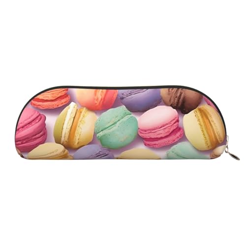 MMSJSBVY Miami Federmäppchen aus Leder – halbrunder Organizer mit Reißverschluss für Stifte, Kosmetik und Reisen, Makronengebäck mit Geschmack, Einheitsgröße, Schulranzen von MMSJSBVY