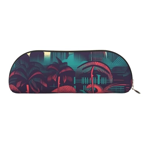 MMSJSBVY Miami Federmäppchen aus Leder – halbrunder Organizer mit Reißverschluss für Stifte, Kosmetik und Reisen, Miami, Einheitsgröße, Schulranzen von MMSJSBVY