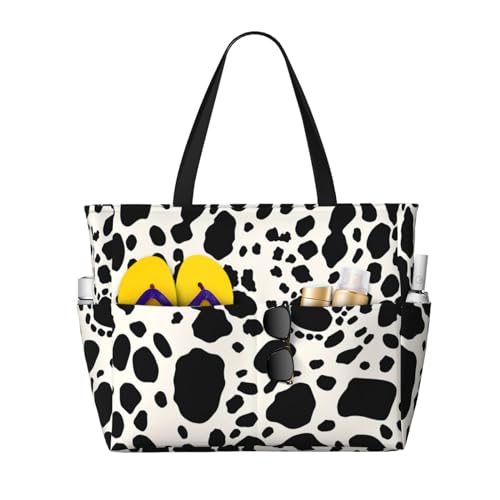 MMSJSBVY Mid-Century Moderne Kunst-Katzen-Strandtasche für Frauen, Tragetasche mit Reißverschluss und Tasche, Reisen, Einkaufen, Pool, Leopardenmuster 2, Einheitsgröße von MMSJSBVY