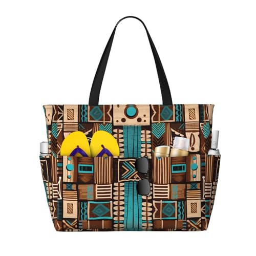 MMSJSBVY Mid-Century Moderne Kunst-Katzen-Strandtasche für Frauen, Tragetasche mit Reißverschluss und Tasche, Reisen, Einkaufen, Pool, Mexikanische Volkskunst Boho1, Einheitsgröße von MMSJSBVY