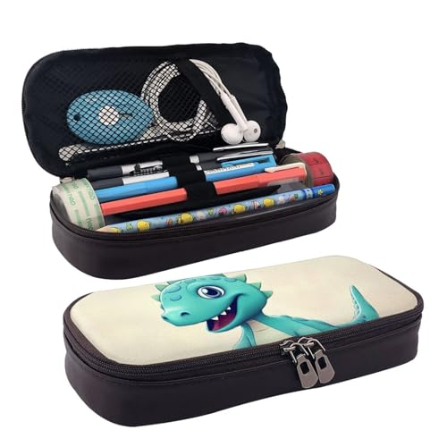 MMSJSBVY Niedliches Cartoon-Pinguin-Federmäppchen, großes Fassungsvermögen, langlebiges Federmäppchen, Schreibwaren-Organizer, Schul- und Bürobedarf, Süße Dinosaurier im Cartoon-Design., von MMSJSBVY