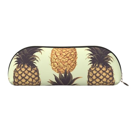 MMSJSBVY Otters in Love Federmäppchen aus Leder – halbrunder Organizer mit Reißverschluss für Stifte, Kosmetik und Reisen, Ananas2, Einheitsgröße, Schulranzen MMSJSBVY Otters in Love Federmäppchen aus Leder – halbrunder Organizer mit Reißverschluss für Stifte, Kosmetik und Reisen, Ananas2, Einheitsgröße, Schulranzen von MMSJSBVY