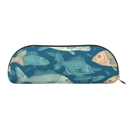 MMSJSBVY Otters in Love Federmäppchen aus Leder – halbrunder Organizer mit Reißverschluss für Stifte, Kosmetik und Reisen, Meeresfische, Einheitsgröße, Schulranzen MMSJSBVY Otters in Love Federmäppchen aus Leder – halbrunder Organizer mit Reißverschluss für Stifte, Kosmetik und Reisen, Meeresfische, Einheitsgröße, Schulranzen von MMSJSBVY