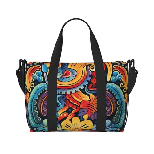 MMSJSBVY Reisetasche aus Holz, mit Blumenmuster, Unisex, wasserabweisend, Wochenend-Turnbeutel, große Kapazität, verstellbarer Schultergurt, Reisetasche, Mexikanisch, Einheitsgröße MMSJSBVY Reisetasche aus Holz, mit Blumenmuster, Unisex, wasserabweisend, Wochenend-Turnbeutel, große Kapazität, verstellbarer Schultergurt, Reisetasche, Mexikanisch, Einheitsgröße von MMSJSBVY