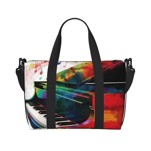 MMSJSBVY Reisetasche mit klarem Meerwasser, Unisex, wasserabweisend, Wochenend-Turnbeutel, große Kapazität, verstellbarer Schultergurt, Reisetasche, Bunte Klaviertastatur und Musik, Einheitsgröße von MMSJSBVY