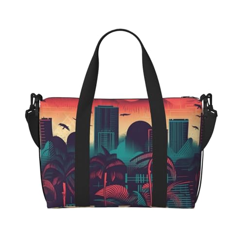 MMSJSBVY Reisetasche mit klarem Meerwasser, Unisex, wasserabweisend, Wochenend-Turnbeutel, große Kapazität, verstellbarer Schultergurt, Reisetasche, Miami, Einheitsgröße von MMSJSBVY