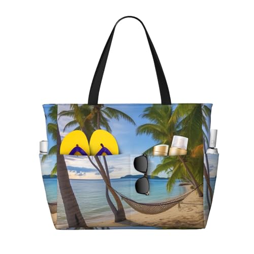 MMSJSBVY Rote Rose auf Klavier, Strandtasche für Damen, Tragetasche mit Reißverschluss und Tasche, Reisen, Einkaufen, Pool, Paradise Beach Palmen, Einheitsgröße von MMSJSBVY