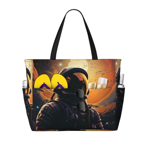 MMSJSBVY Schöne Strandtasche mit gelben Rosen für Damen, Tragetasche mit Reißverschluss und Tasche, Reisen, Einkaufen, Pool, Astronaut Men, Einheitsgröße von MMSJSBVY