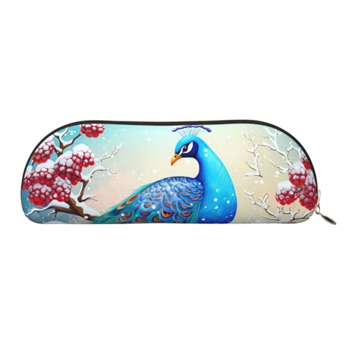 MMSJSBVY Schönes Federmäppchen aus Leder mit Sonnenuntergang, halbrunder Organizer mit Reißverschluss für Stifte, Kosmetik und Reisen, Schöner Pfau und Blumen, Einheitsgröße, Schulranzen MMSJSBVY Schönes Federmäppchen aus Leder mit Sonnenuntergang, halbrunder Organizer mit Reißverschluss für Stifte, Kosmetik und Reisen, Schöner Pfau und Blumen, Einheitsgröße, Schulranzen von MMSJSBVY