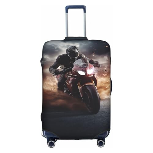 MMSJSBVY Spaniel On The Sofa Elastische Gepäckabdeckung – Staub- und Kratzfester Trolley-Gepäckschutz für 45,7–81,3 cm Gepäck, Man Ride a Motorcycle, L von MMSJSBVY