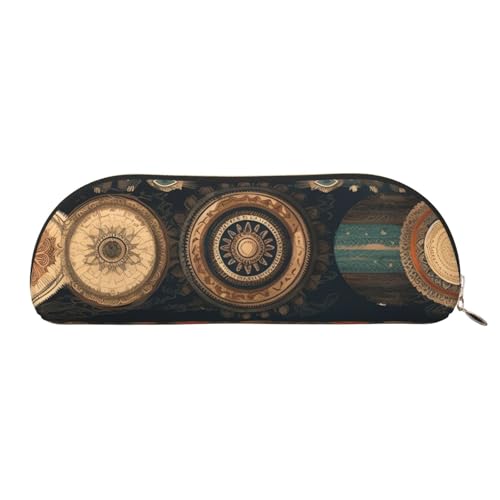 MMSJSBVY Stifteetui aus Leder mit tropischem Blumenmotiv – halbrunder Organizer mit Reißverschluss für Stifte, Kosmetik und Reisen, Bohemian-Stil, Einheitsgröße, Schulranzen von MMSJSBVY