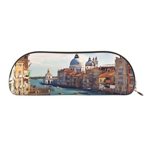 MMSJSBVY Stifteetui aus Leder mit tropischem Blumenmotiv – halbrunder Organizer mit Reißverschluss für Stifte, Kosmetik und Reisen, Canal Grande in Italien, Einheitsgröße, Schulranzen von MMSJSBVY
