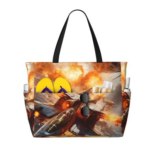 MMSJSBVY Strandtasche mit antiker orientalischer Kunst für Damen, Tragetasche mit Reißverschluss und Tasche, Reisen, Einkaufen, Pool, Flugzeig, Einheitsgröße von MMSJSBVY