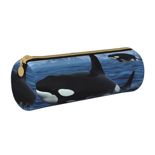 MMSJSBVY Verheiratetes Paar Walking On The Beach Zylinder Bleistift Aufbewahrungstasche Leder Bleistift Tasche Schöne Große Kapazität Geeignet für Studenten Büro Reise Make-up Pinsel Aufbewahrung mit von MMSJSBVY