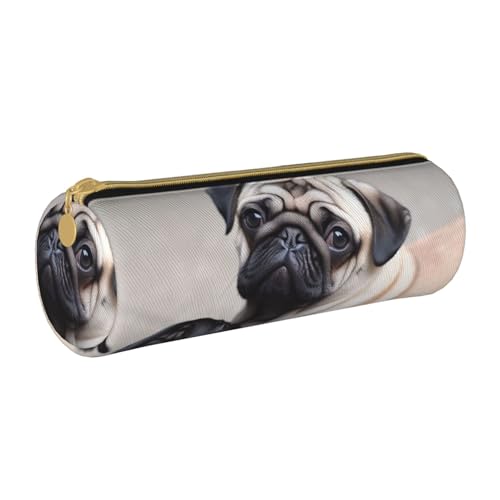 MMSJSBVY Verheiratetes Paar Walking On The Beach Zylinder Bleistift Aufbewahrungstasche Leder Bleistift Tasche Schöne Große Kapazität Geeignet für Studenten Büro Reise Make-up Pinsel Aufbewahrung mit von MMSJSBVY