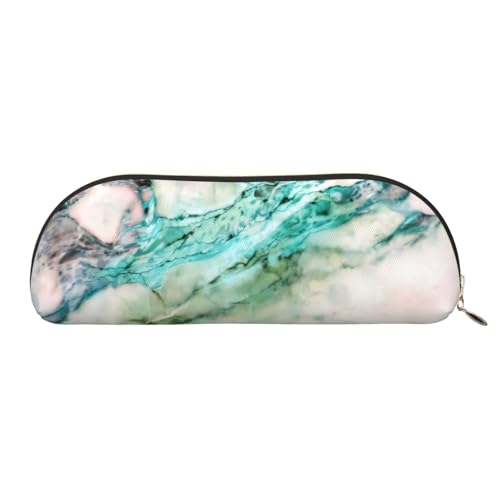 MMSJSBVY Weltkriegs-Flugzeug-Federmäppchen aus Leder – halbrunder Organizer mit Reißverschluss für Stifte, Kosmetik und Reisen, Marmorstruktur, Einheitsgröße, Schulranzen von MMSJSBVY