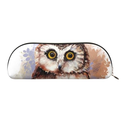 MMSJSBVY Weltkriegs-Flugzeug-Federmäppchen aus Leder – halbrunder Organizer mit Reißverschluss für Stifte, Kosmetik und Reisen, eule, Einheitsgröße, Schulranzen von MMSJSBVY