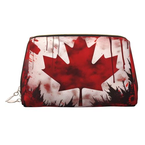 Make-up-Tasche aus Hirschleder, große Kapazität, Reise-Aufbewahrungstasche, Mehrzweck-Toilettenartikel und Make-up-Tasche, Flagge Kanadas, Einheitsgröße, Schulranzen von MMSJSBVY