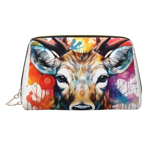 Make-up-Tasche aus Hirschleder, große Kapazität, Reise-Aufbewahrungstasche, Mehrzweck-Toilettenartikel und Make-up-Tasche, reh / hirsch, Einheitsgröße, Schulranzen von MMSJSBVY