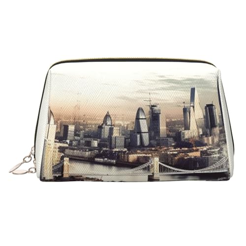 Make-up-Tasche aus Leder, Motiv: Cartoon-Pilze, große Kapazität, Reise-Aufbewahrungstasche, Mehrzweck-Toilettenartikel und Make-up-Tasche, Berühmtes Stadtbild, Einheitsgröße, Schulranzen von MMSJSBVY