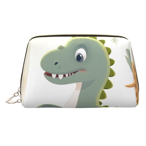 Make-up-Tasche aus Leder, Motiv: Cartoon-Pilze, große Kapazität, Reise-Aufbewahrungstasche, Mehrzweck-Toilettenartikel und Make-up-Tasche, Cartoon Dinosaurier, Einheitsgröße, Schulranzen von MMSJSBVY