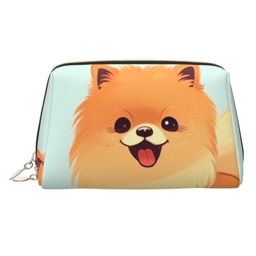 Make-up-Tasche aus Leder, Motiv: Cartoon-Pilze, große Kapazität, Reise-Aufbewahrungstasche, Mehrzweck-Toilettenartikel und Make-up-Tasche, Cartoon-Zwergspitz, Einheitsgröße, Schulranzen von MMSJSBVY