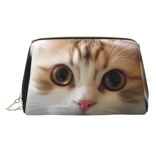 Make-up-Tasche aus Leder, Motiv: Cartoon-Pilze, große Kapazität, Reise-Aufbewahrungstasche, Mehrzweck-Toilettenartikel und Make-up-Tasche, Katze, niedlich, Einheitsgröße, Schulranzen von MMSJSBVY