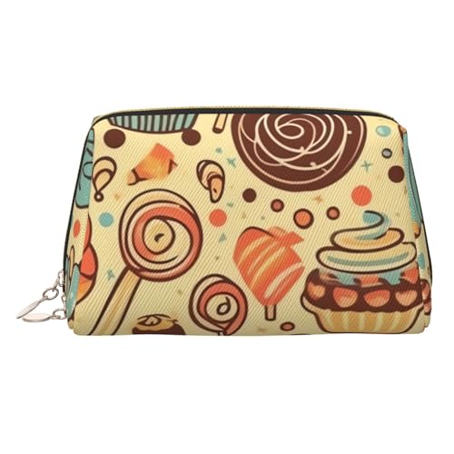 Make-up-Tasche aus Leder, Motiv: Cartoon-Pilze, große Kapazität, Reise-Aufbewahrungstasche, Mehrzweck-Toilettenartikel und Make-up-Tasche, Süßigkeiten und Süßigkeiten, Einheitsgröße, Schulranzen von MMSJSBVY