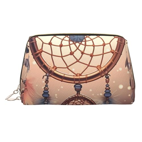 Make-up-Tasche aus Leder, Motiv: Hai im Meer, große Kapazität, Reise-Aufbewahrungstasche, Mehrzweck-Toilettenartikel und Make-up-Tasche, Indianer Traumfänger, Einheitsgröße, Schulranzen von MMSJSBVY