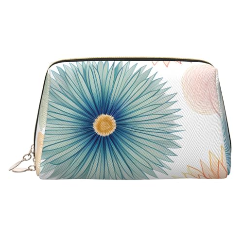 Make-up-Tasche aus Leder, große Kapazität, Reise-Aufbewahrungstasche, Mehrzweck-Toilettenartikel und Make-up-Tasche, Blau, Dahlia Flower_proc, Einheitsgröße, Schulranzen von MMSJSBVY