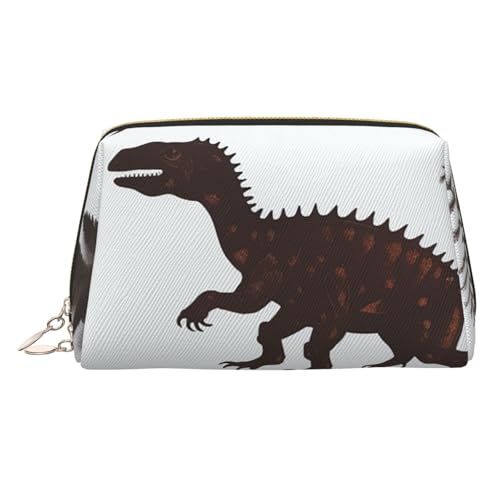 Make-up-Tasche aus Leder, große Kapazität, Reise-Aufbewahrungstasche, Mehrzweck-Toilettenartikel und Make-up-Tasche, Cyan Fruit, Dinosaurierblätter, Einheitsgröße, Schulranzen von MMSJSBVY