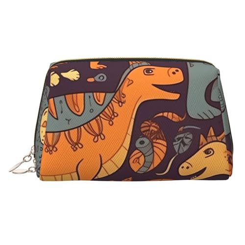 Make-up-Tasche aus Leder, große Kapazität, Reise-Aufbewahrungstasche, Mehrzweck-Toilettenartikel und Make-up-Tasche, Dinosauriermuster, Einheitsgröße, Schulranzen von MMSJSBVY