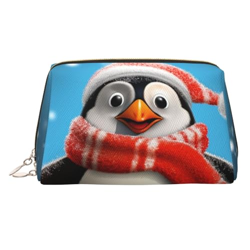 Make-up-Tasche aus Leder, große Kapazität, Reise-Aufbewahrungstasche, Mehrzweck-Toilettenartikel und Make-up-Tasche, Lustiger Weihnachts-Pinguin, Einheitsgröße, Schulranzen von MMSJSBVY