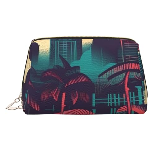 Make-up-Tasche aus Leder, große Kapazität, Reise-Aufbewahrungstasche, Mehrzweck-Toilettenartikel und Make-up-Tasche, Miami, Einheitsgröße, Schulranzen von MMSJSBVY