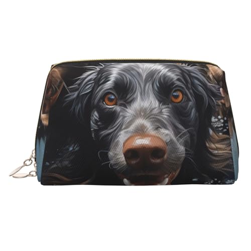Make-up-Tasche aus Leder mit Leopardenmuster, große Kapazität, Reise-Aufbewahrungstasche, Mehrzweck-Toilettenartikel und Make-up-Tasche, Labrador-Hunde, Einheitsgröße, Schulranzen von MMSJSBVY