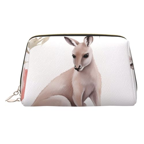Make-up-Tasche aus Leder mit Leopardenmuster, große Kapazität, Reise-Aufbewahrungstasche, Mehrzweck-Toilettenartikel und Make-up-Tasche, Lustiger Cartoon-Känguru-Zoo, Einheitsgröße, Schulranzen von MMSJSBVY