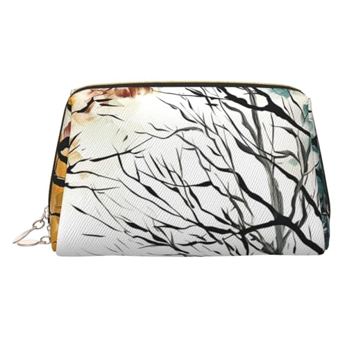 Make-up-Tasche aus Leder mit Sonnenblumen-Motiv, große Kapazität, Reise-Aufbewahrungstasche, Mehrzweck-Toilettenartikel und Make-up-Tasche, Bäume malen, Einheitsgröße, Schulranzen von MMSJSBVY