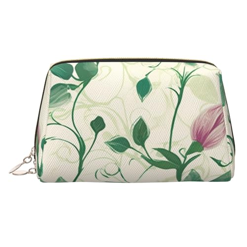 Make-up-Tasche aus Leder mit Winterhintergrund, große Kapazität, Reise-Aufbewahrungstasche, Mehrzweck-Toilettenartikel und Make-up-Tasche, Rankenblume, Einheitsgröße, Schulranzen von MMSJSBVY