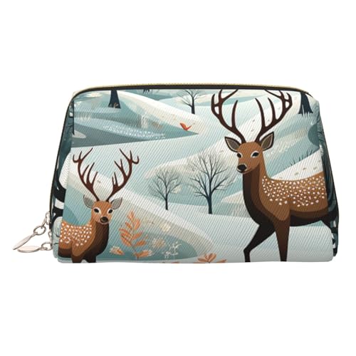 Make-up-Tasche aus Leder mit arabischem indischem Karomuster, große Kapazität, Reise-Aufbewahrungstasche, Mehrzweck-Toilettenartikel und Make-up-Tasche, Frohe Weihnachten Happy, Einheitsgröße von MMSJSBVY