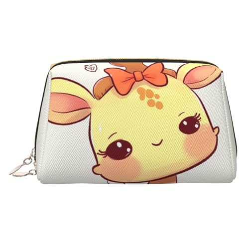 Make-up-Tasche aus Leder mit arabischem indischem Karomuster, große Kapazität, Reise-Aufbewahrungstasche, Mehrzweck-Toilettenartikel und Make-up-Tasche, Süße Schleife Giraffe, Einheitsgröße von MMSJSBVY