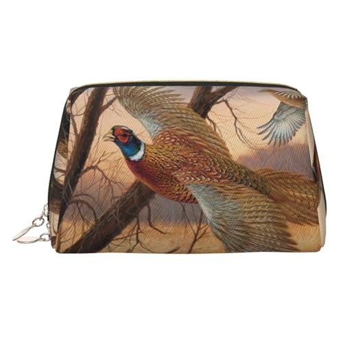 Make-up-Tasche aus Leder mit buntem Herzmuster, große Kapazität, Reise-Aufbewahrungstasche, Mehrzweck-Toilettenartikel und Make-up-Tasche, Fasanenjagd, Einheitsgröße, Schulranzen von MMSJSBVY