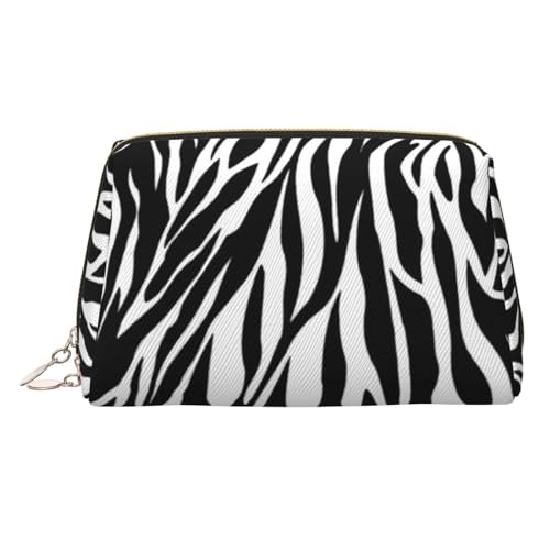 Make-up-Tasche aus Leder mit buntem Herzmuster, große Kapazität, Reise-Aufbewahrungstasche, Mehrzweck-Toilettenartikel und Make-up-Tasche, Zebramuster, Einheitsgröße, Schulranzen von MMSJSBVY
