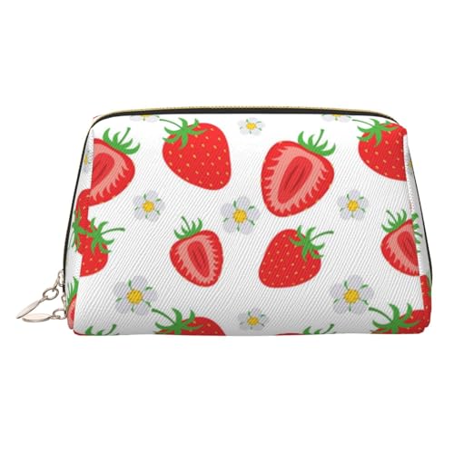 Make-up-Tasche aus Leder mit buntem Herzmuster, große Kapazität, Reise-Aufbewahrungstasche, Mehrzweck-Toilettenartikel und Make-up-Tasche, erdbeere, Einheitsgröße, Schulranzen von MMSJSBVY
