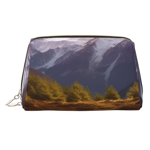 Make-up-Tasche aus Leder mit fliegender Eule, große Kapazität, Reise-Aufbewahrungstasche, Mehrzweck-Toilettenartikel und Make-up-Tasche, Malerischer Berg, Einheitsgröße, Schulranzen von MMSJSBVY